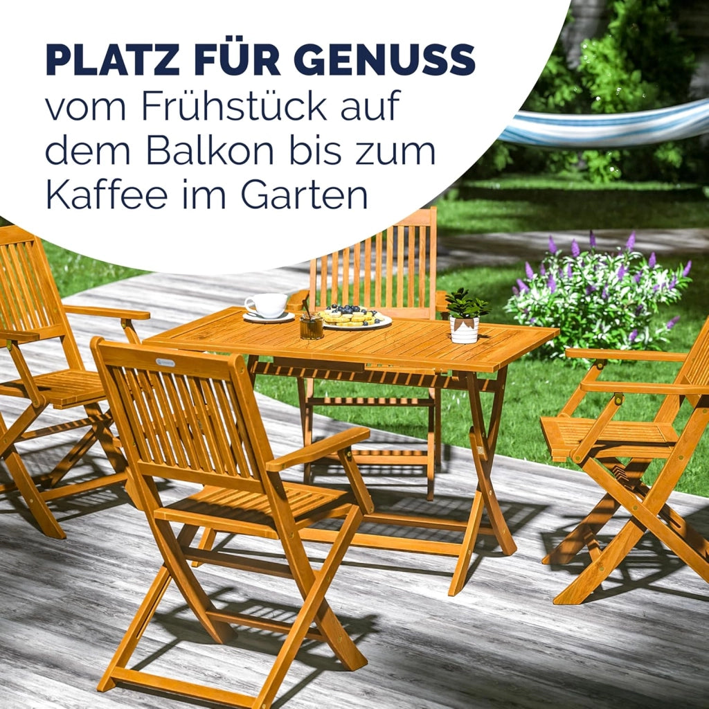 Deuba Sedie da Giardino Set di 4 Sydney pieghevoli in Legno di Acacia con braccioli Certificazione FSC® patio sedie da pranzo terrazza balcone