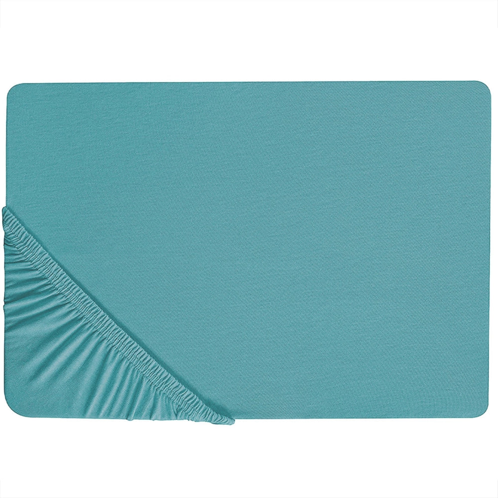 Lenzuolo con angoli cotone turchese 140 x 200 cm coprimaterasso elasticizzato modello classico a tinta unita camera da letto classica