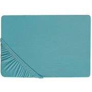Lenzuolo con angoli cotone turchese 140 x 200 cm coprimaterasso elasticizzato modello classico a tinta unita camera da letto classica