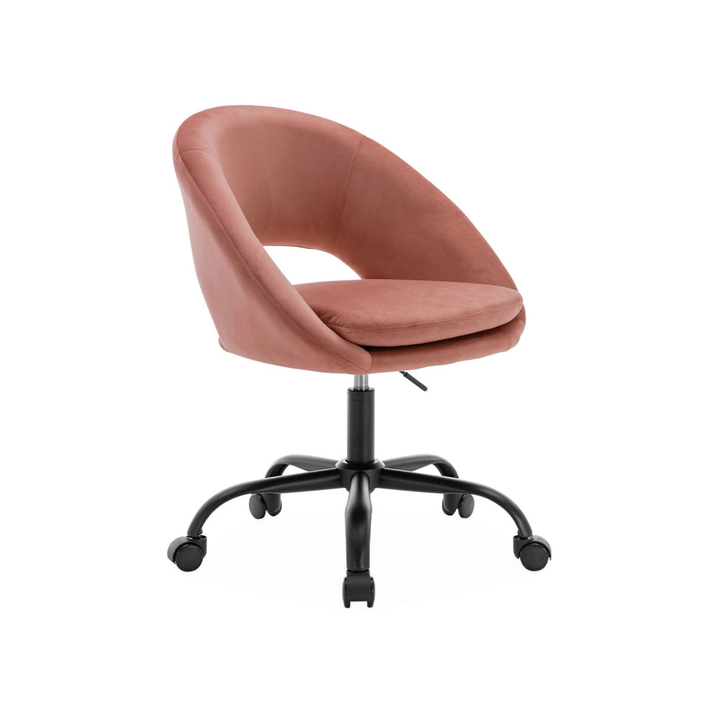 Sedia da ufficio con rotelle in velluto, rosa antico