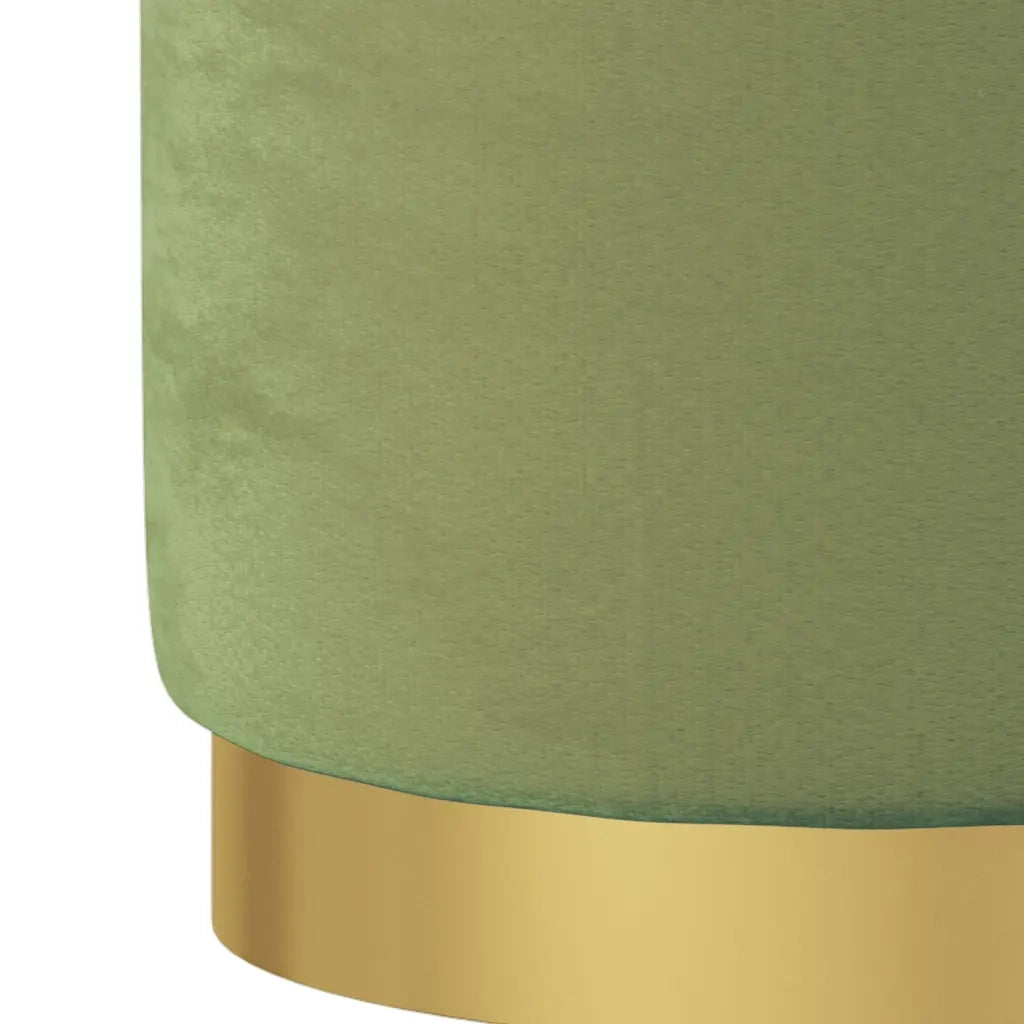Sgabello Rotondo con Contenitore Verde Senape in Velluto 31 x 37 cm
