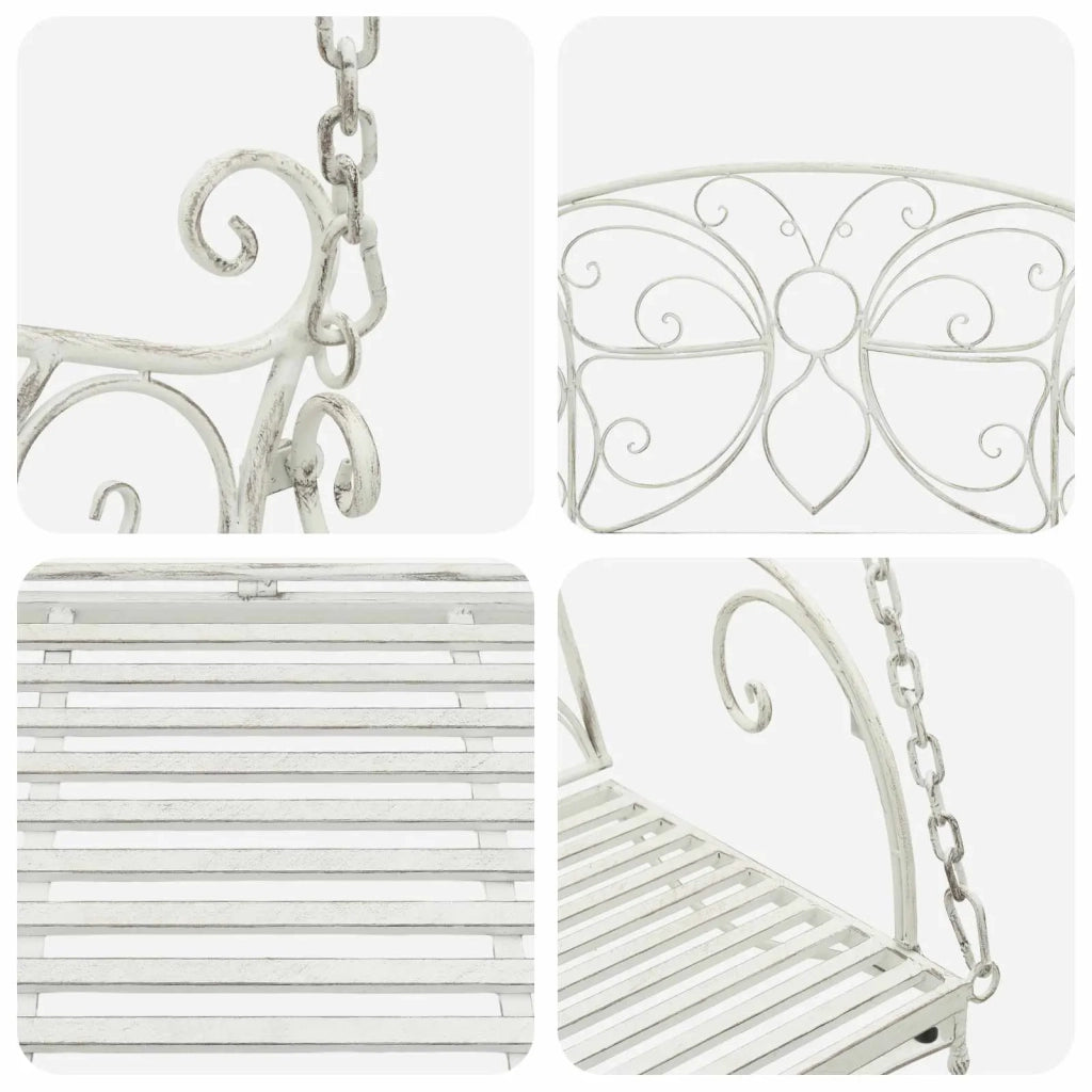 Panchina a Dondolo Acciaio 105,5 x 61 x 56 cm Bianco Antico CFW7053301