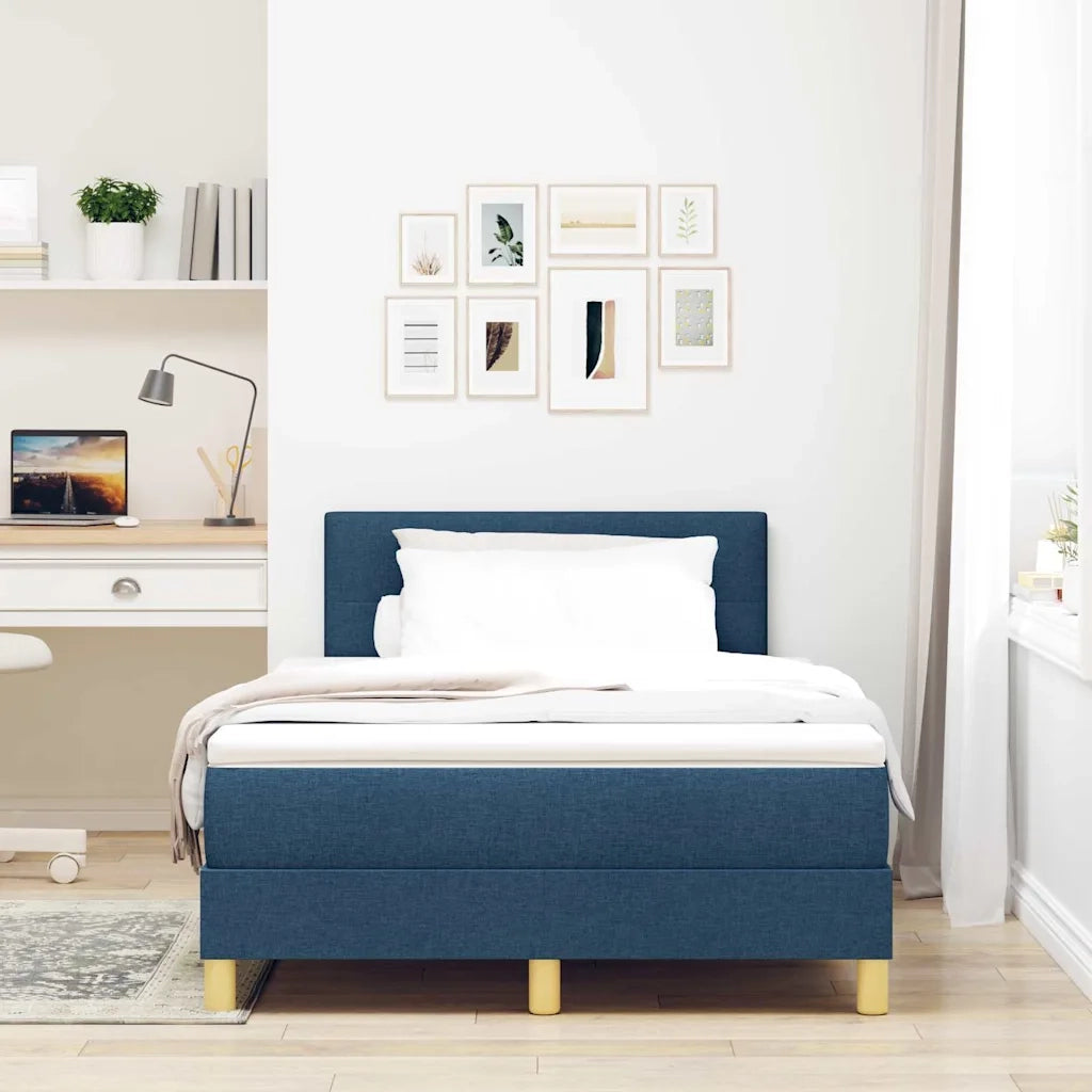 Letto a Sorgente LED con materasso Blu 120 x 190 cm Tessuto