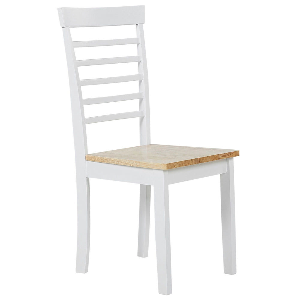 Set di 2 sedie da pranzo in legno chiaro e legno bianco in gomma con sedile senza braccioli