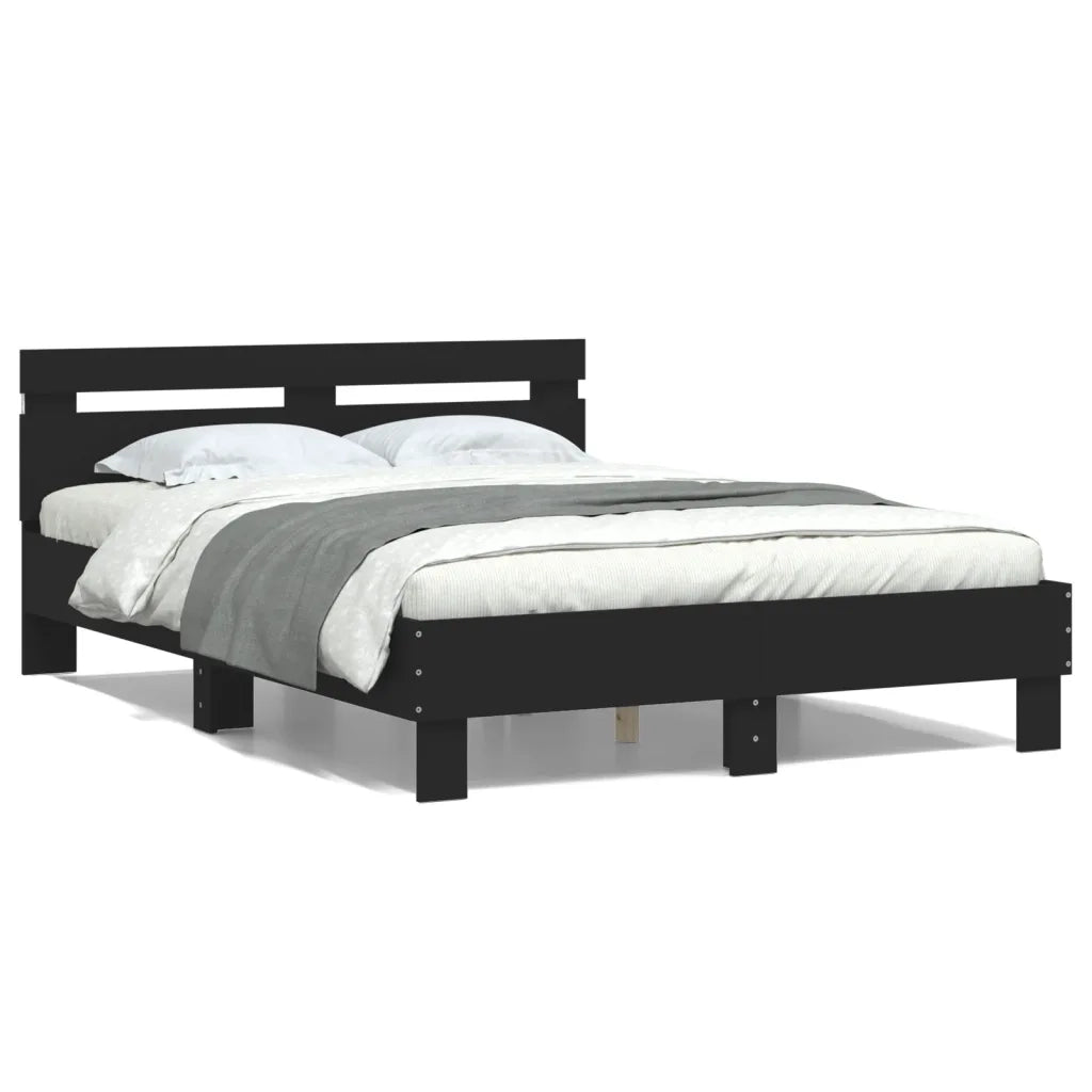 Giroletto con Testiera e LED-Struttura Letto con testiera Nero 120x200 cm