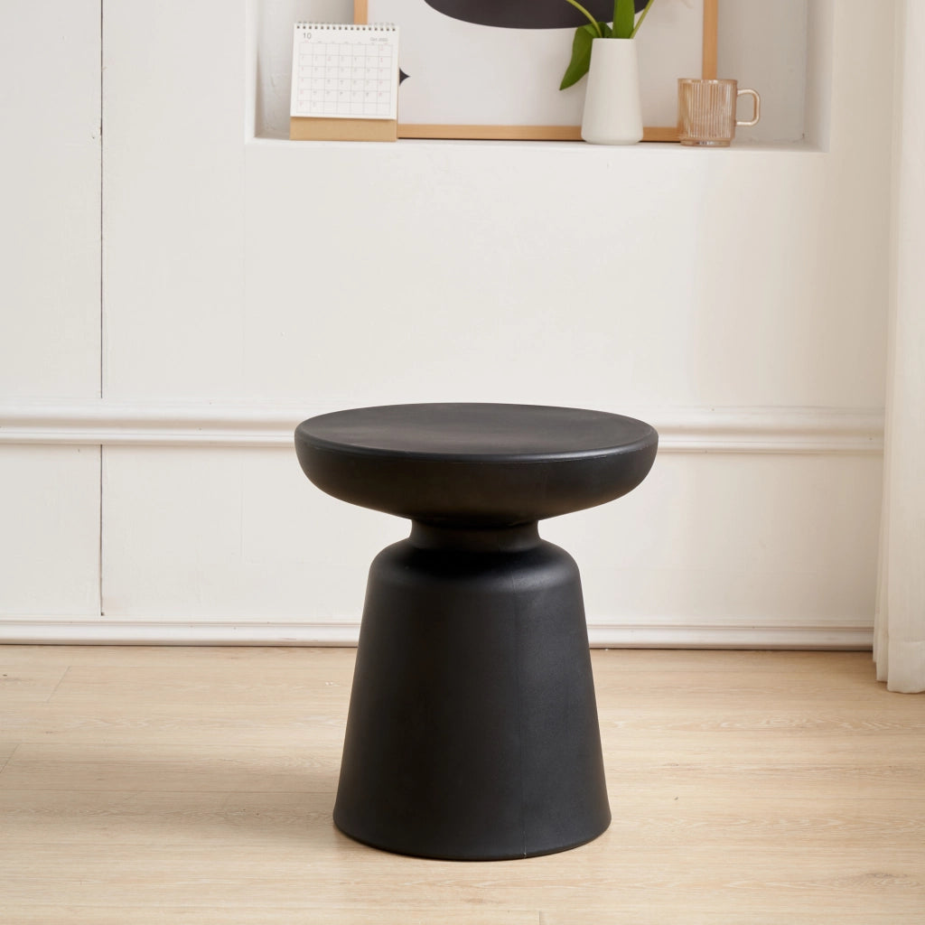 Tavolino da Caffè Posio Piano Rotondo e Base a Campanello 44 x Ø40 cm Nero [en.casa]