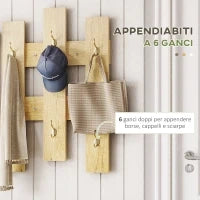 Set per Ingresso 3 in 1 con Appendiabiti a Muro, Specchio e Scarpiera con Panca in Legno