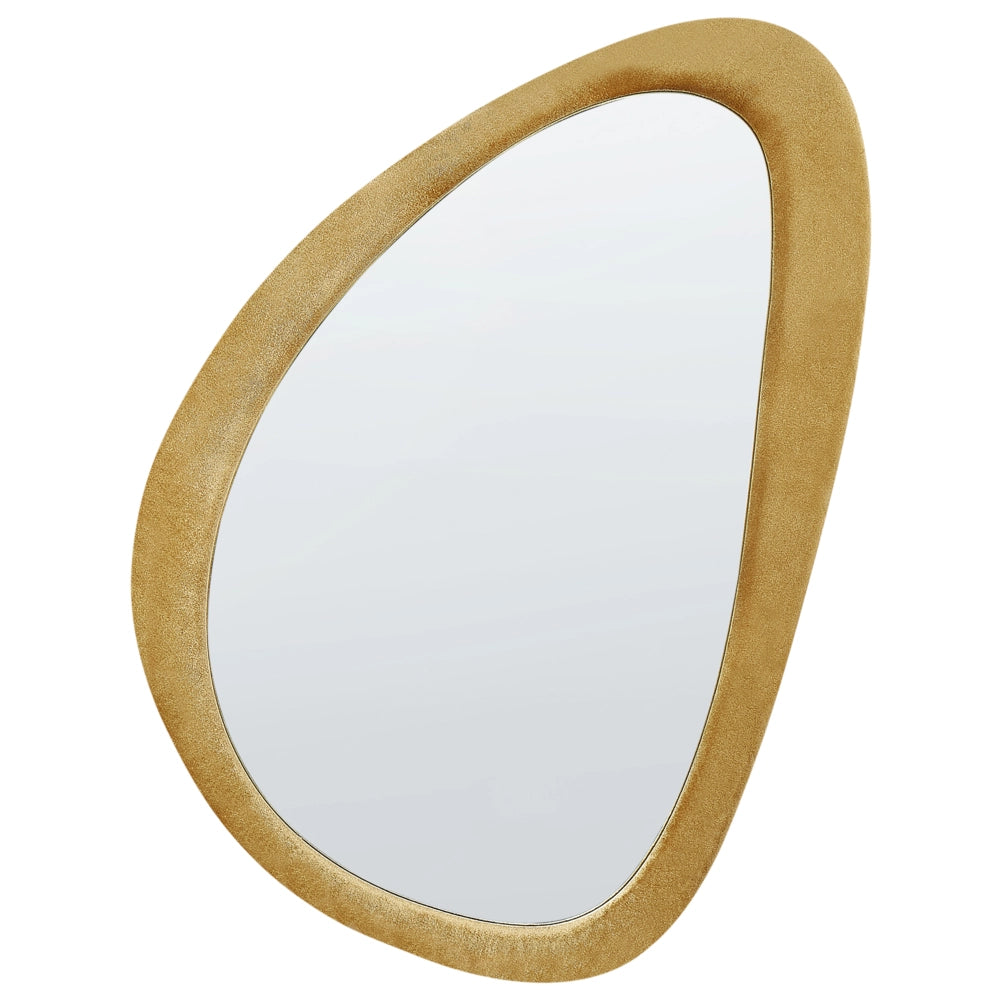 Specchio da parete giallo con cornice in MDF, vetro 61 x 91 cm, forma irregolare, pezzo decorativo da parete, stile moderno.