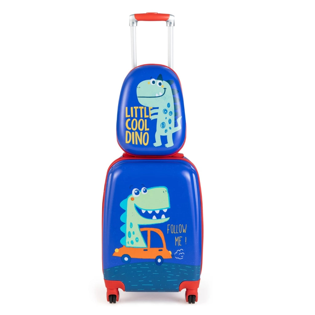 Valigie rigide con rotelle e maniglia retrattile, Set di valigie e zaini per bambini dai 3 ai 10 anni Blu-Bagagli e borse