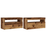 Mobili Porta TV con LED 2 pz | Armadietto TV | Mobile Porta TV Legno Antico in Legno Multistrato