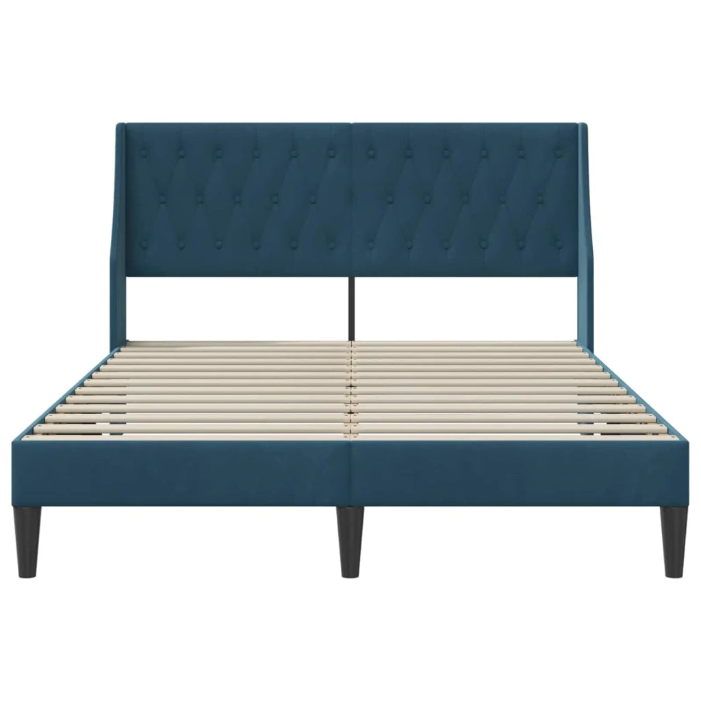 Struttura del letto con testiera Blu 160 x 200 cm Velluto