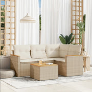 Set Divano da Giardino 5 pz con Cuscini Beige in Polyrattan 3258341