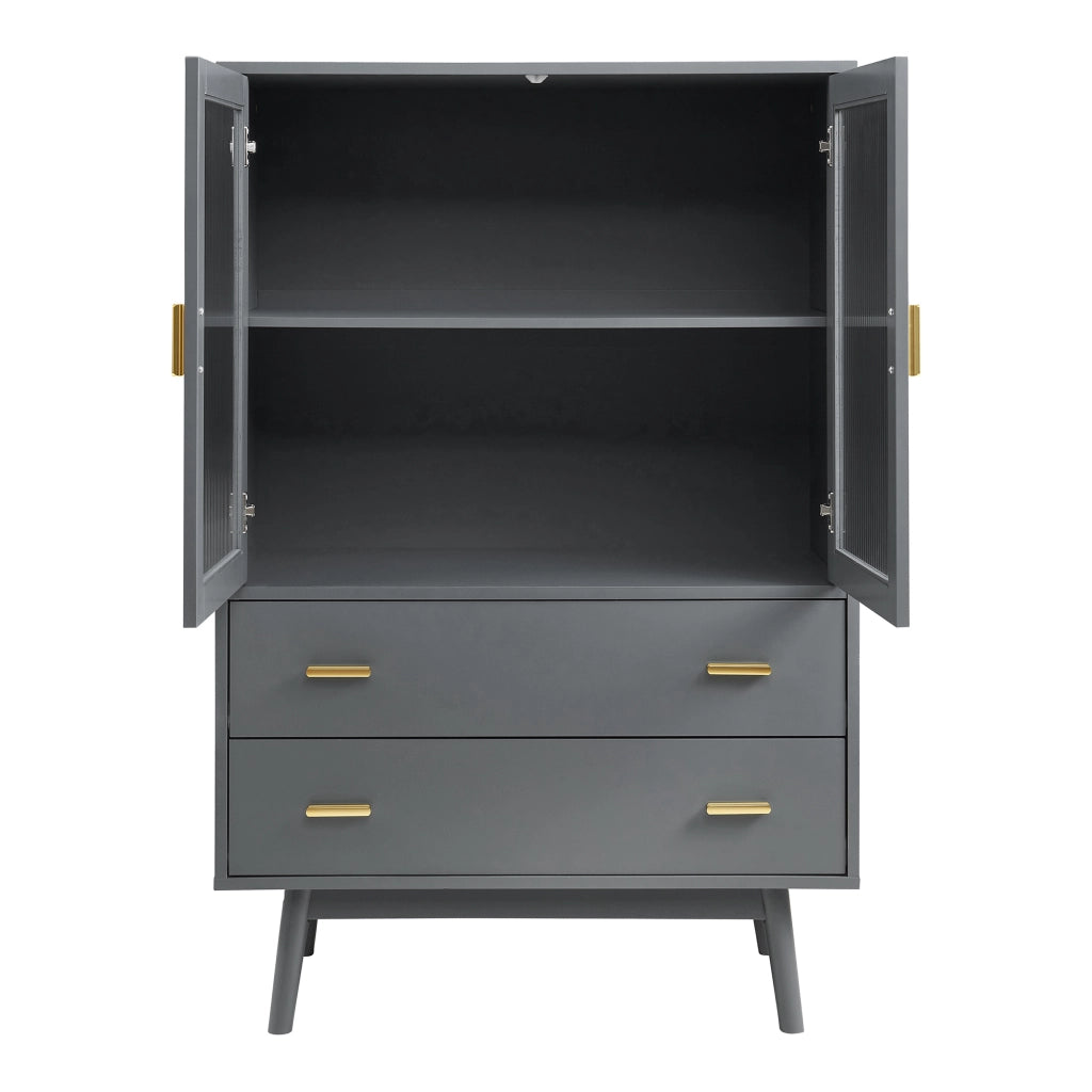 Credenza Susa con Vetrina e 2 Cassetti 120x80x40 cm Grigio [en.casa]
