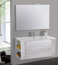 Mobile da Bagno Sospeso 100cm Mazzoni Gold Bianco Frassinato