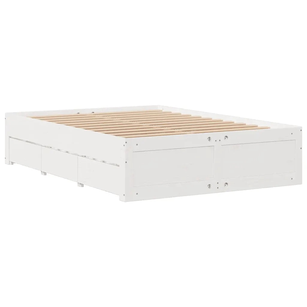 vidaXL Giroletto senza Materasso con Cassetti Bianco 140x190 cm Pino
