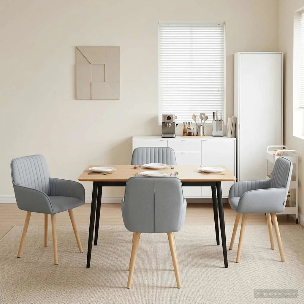 Sedie da pranzo 4 pcs Tessuto Grigio Chiaro 56,5 x 50 x 87,5 cm 3428193