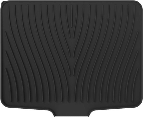 Afdruipmat in silicone per lavandino - Afdruipmat antislip con scarico integrato - Afdruipmat in silicone resistente al calore - 40x33cm - Nero