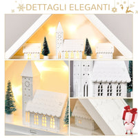 Calendario dell'Avvento  39x9x42 cm 24 Cassetti Villaggio di Natale con Alberi e Luci Bianco