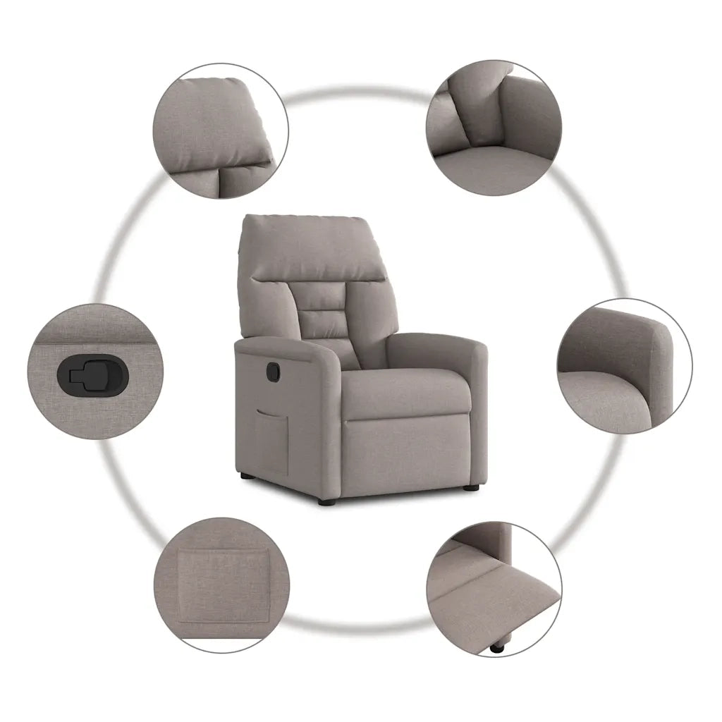 Poltrona | Sedia Relax Reclinabile in Tessuto Tortora