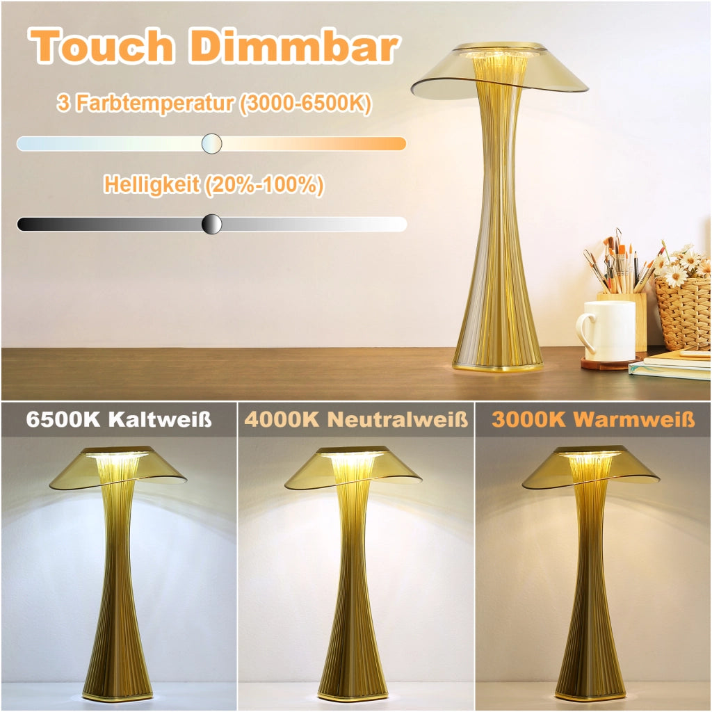 ZMH Lampada da tavolo LED touch regolabile 3000-6500K oro per camera letto soggiorno ristorante hotel