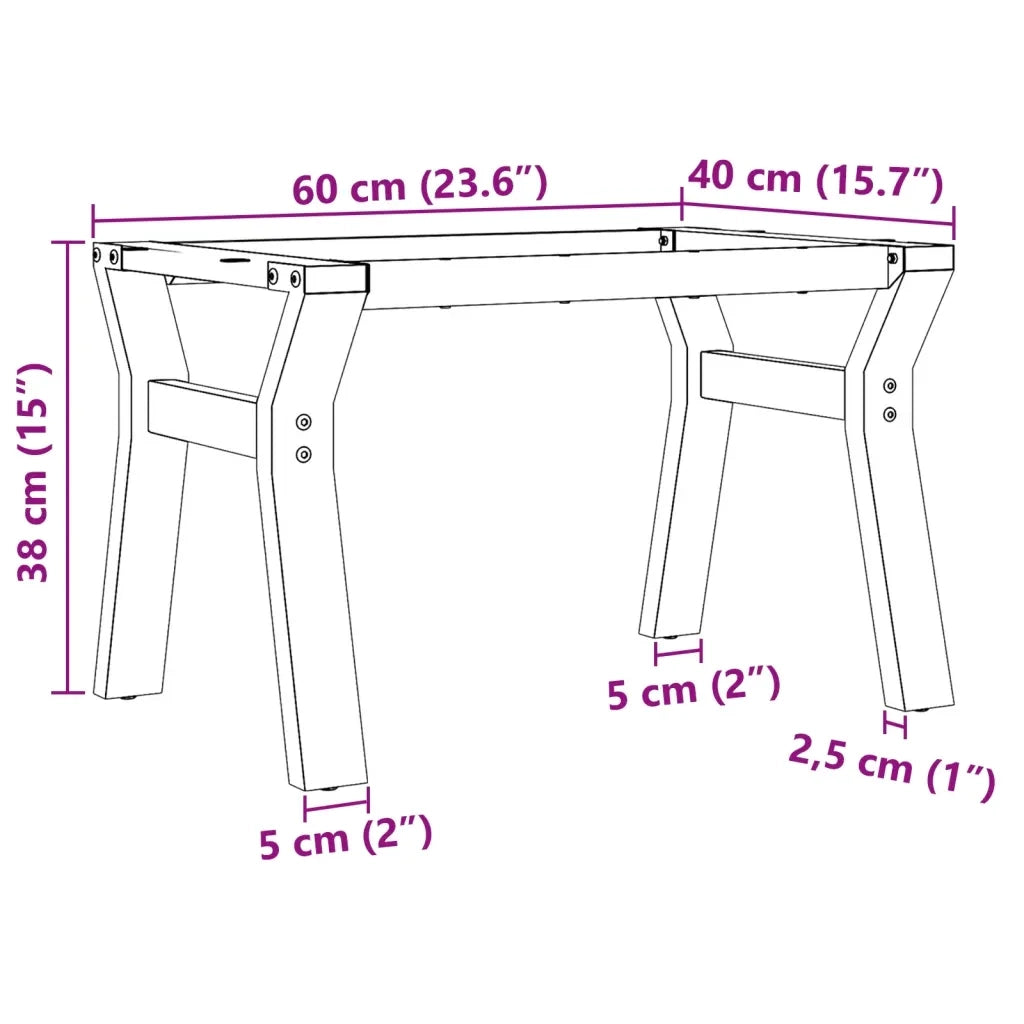 Telaio Gambe a Y per Tavolino da Salotto 60x40x38 cm in Acciaio 357920