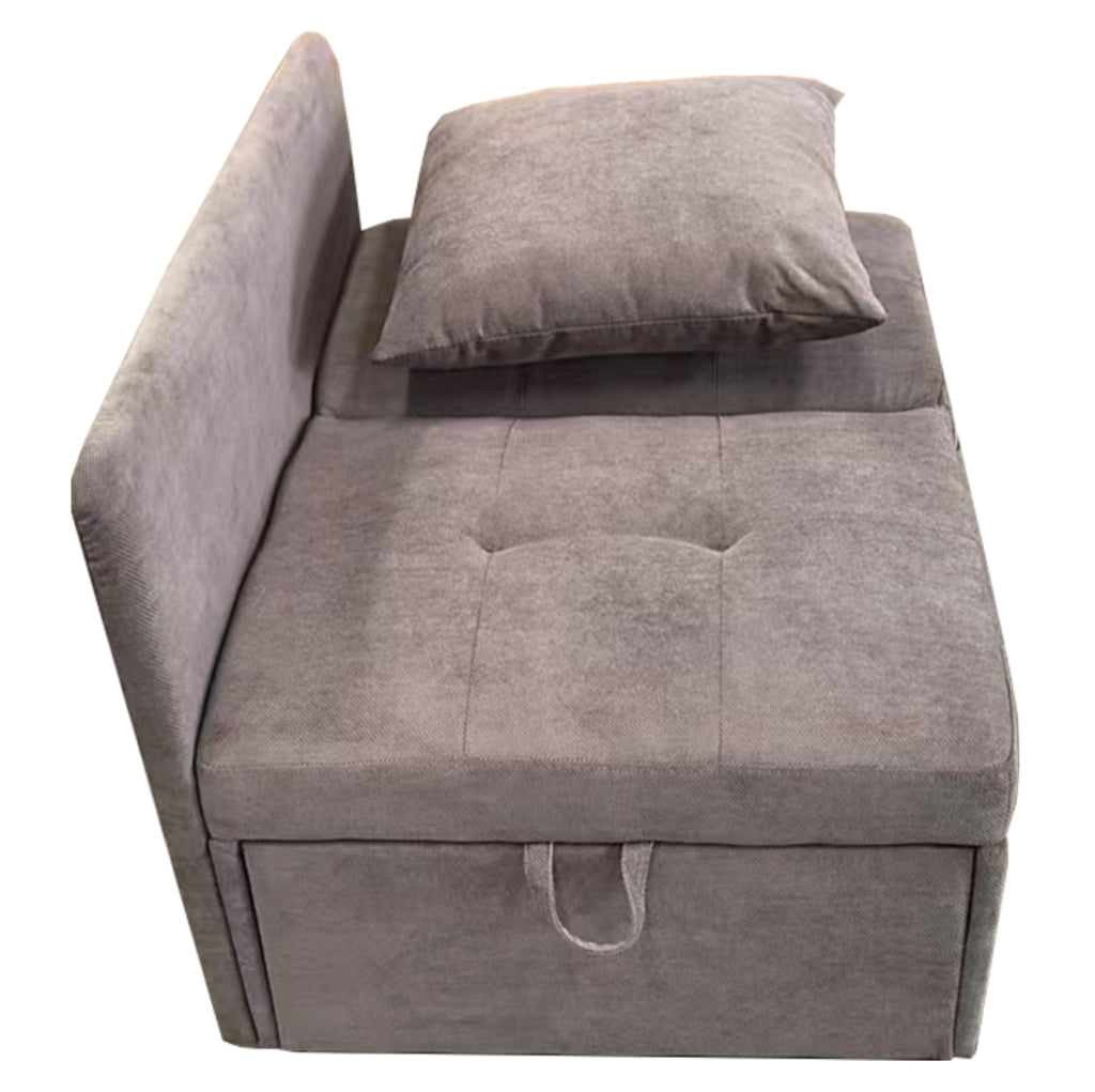 Divano letto 3 in 1 con schienale regolabile in tessuto di lino grigio