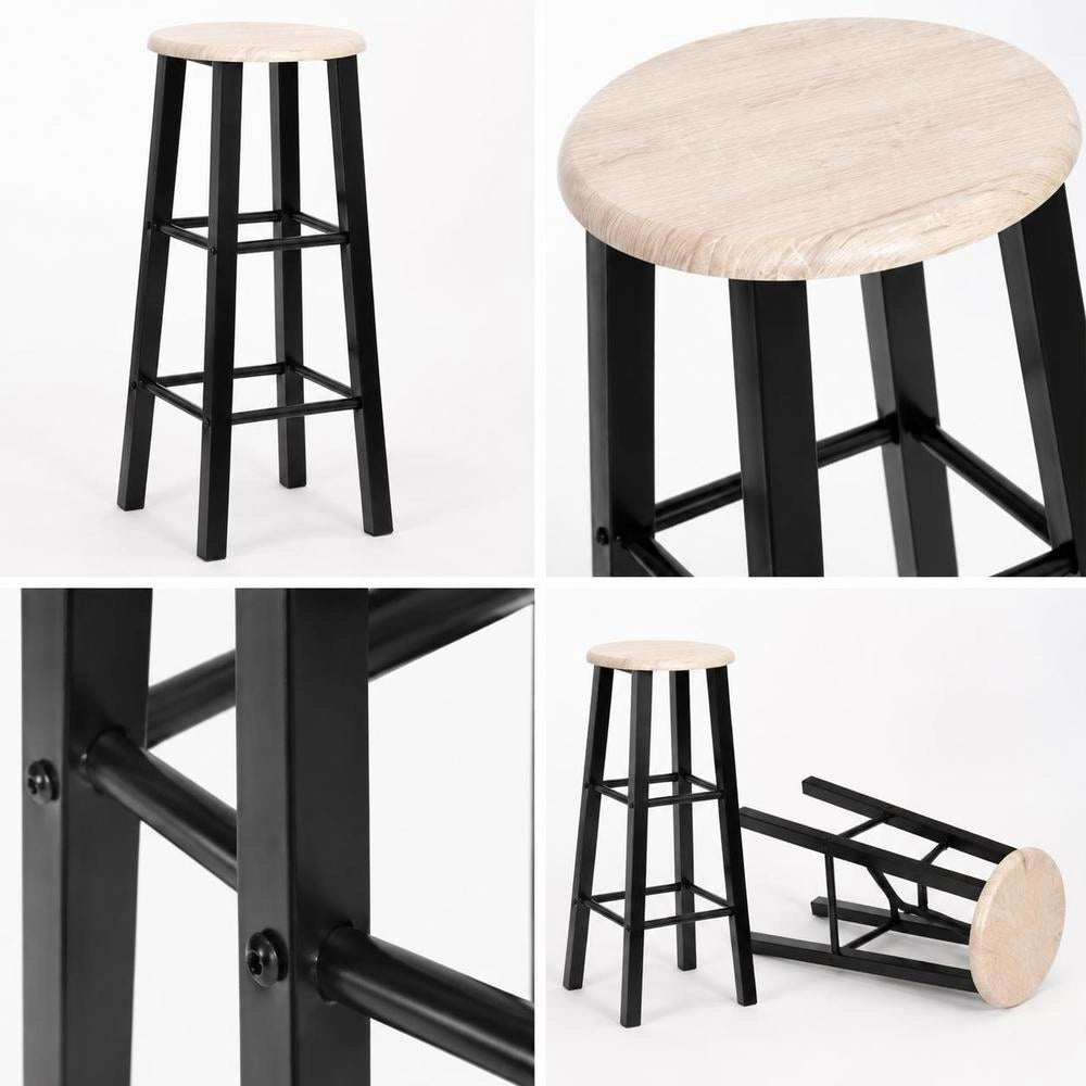 Bar Stools, 2 Pieces, Black MDF