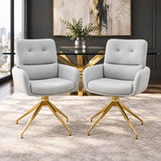 Set di 2 sedie girevoli in PU grigio chiaro e metallo oro