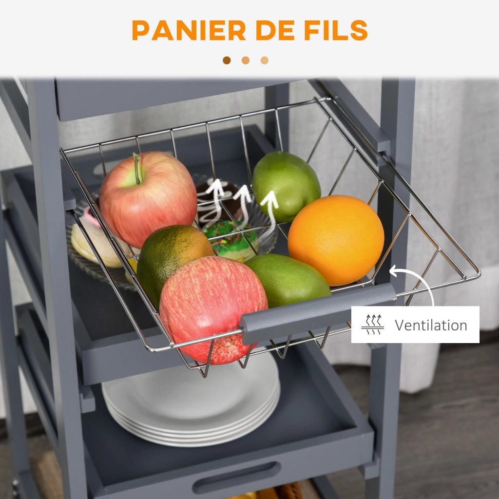 Tavolino da cucina con carrello e rotelle ¨C zephmum ¨C legno quercia chiaro