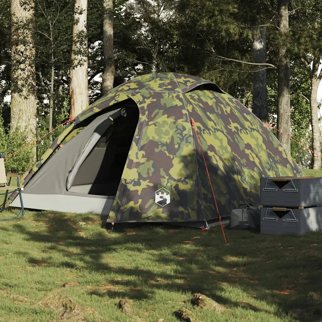 Tenda da Campeggio a Cupola 3 Persone-Tenda per Escursionismo Mimetica Impermeabile