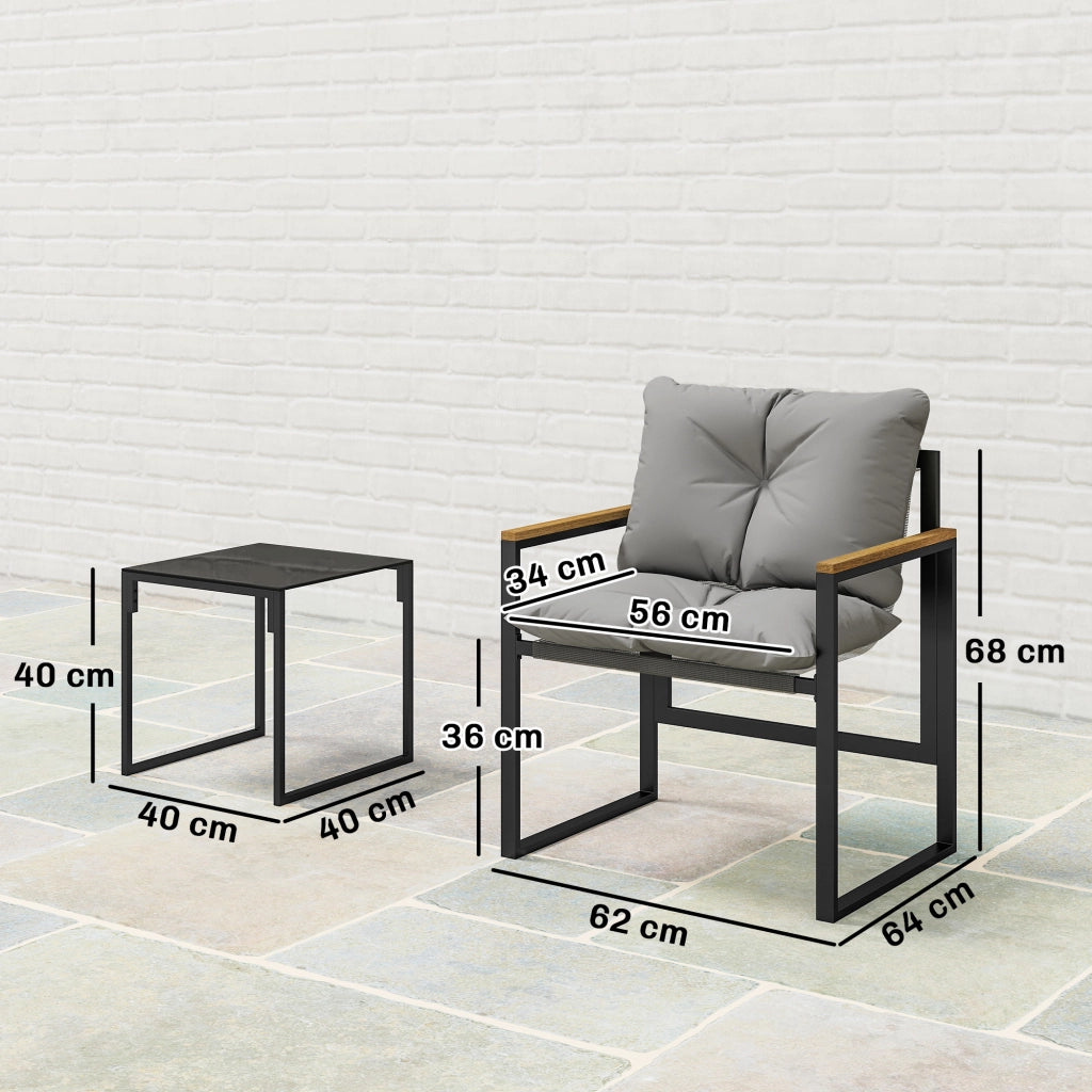 Set Tavolo da Esterno con Sedie per 3 Persone ¨C zephmum ¨C Metallo, Cuscini Spessi, Multicolore