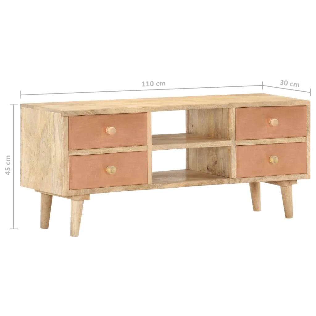 Mobile TV multimediale scaffale TV credenza mobile TV sala da pranzo soggiorno camera da letto 110 x 30 x 45 cm legno massello di mango marrone 02_0025744