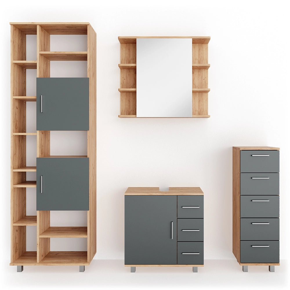 Vicco Set mobili bagno Rovere 4 parti