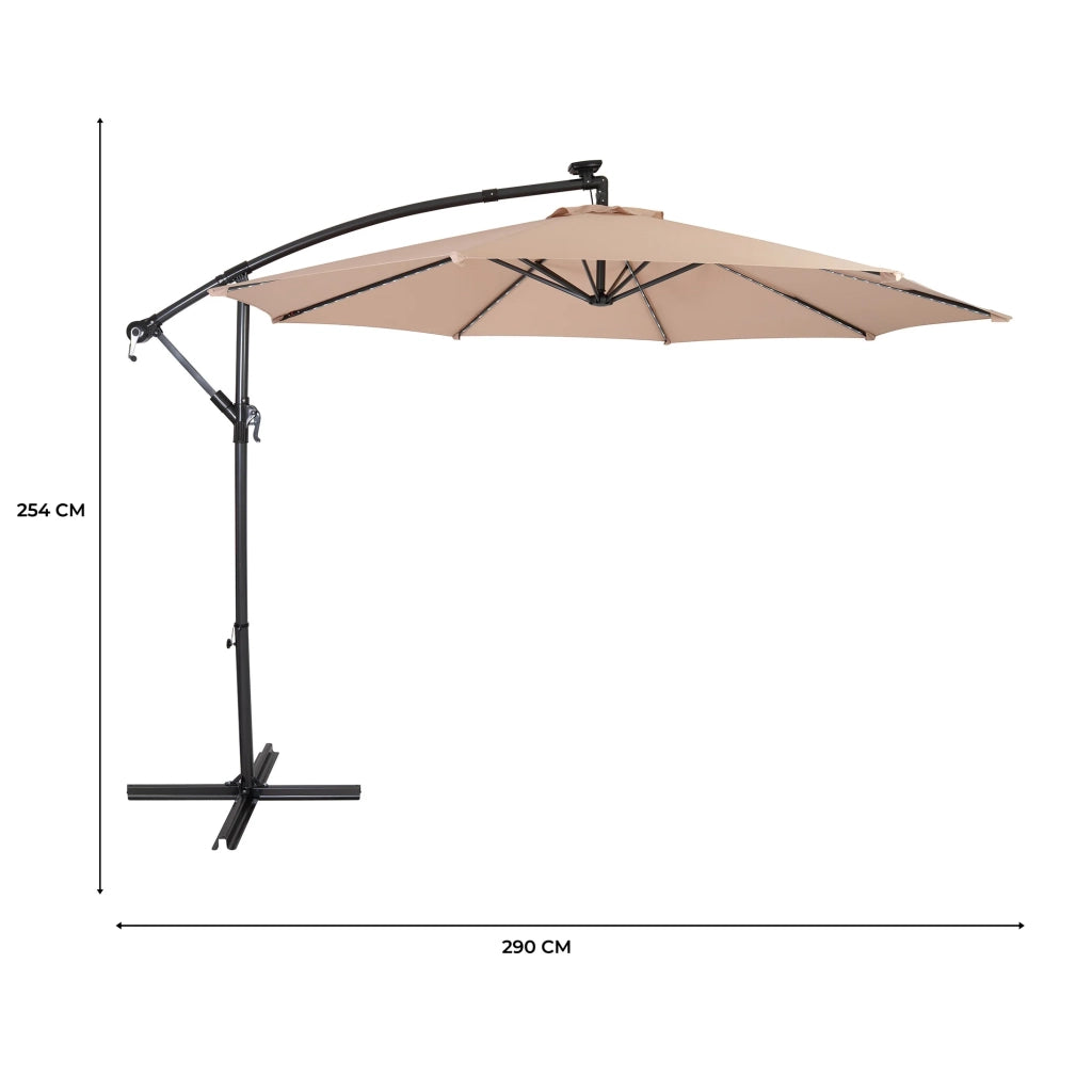 Ombrellone LED Decentrato 3m Beige Banana con Luci Solari