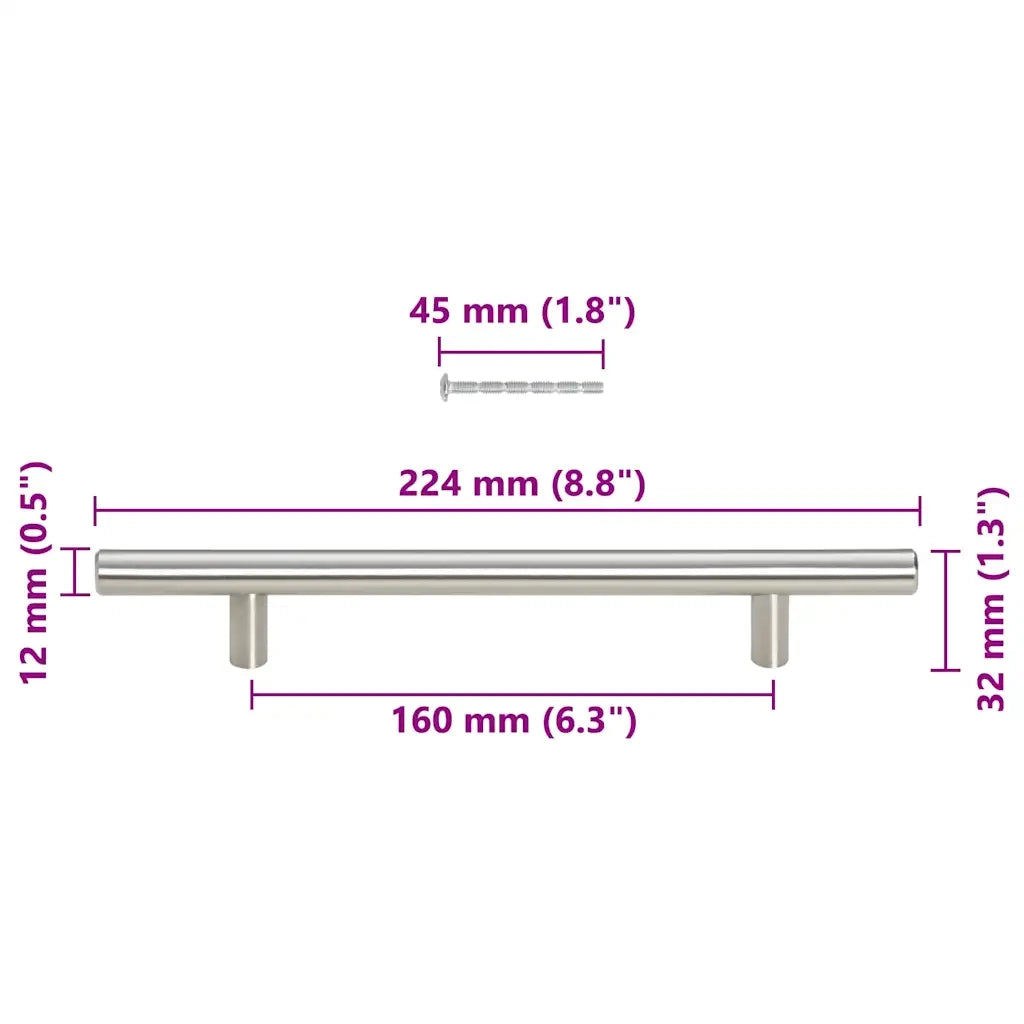 Maniglie per Mobili 10pz Argento 160mm in Acciaio Inox 155351