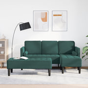 Divano da Giardino con Panchina e Cuscini L-Shaped Verde Scuro in Velluto