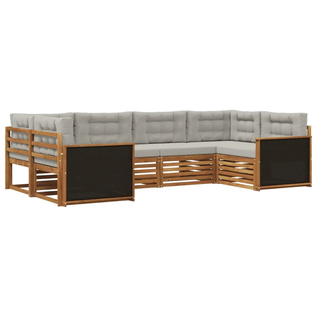 Set di divani da esterno 6 pz Naturale e Grigio Chiaro 3383764