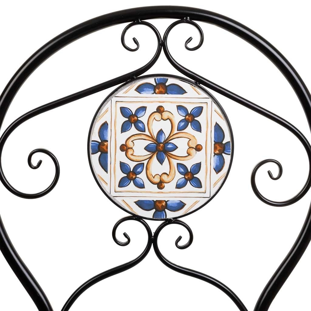 Poltrona in mosaico Blu e ferro battuto 58x54x88h