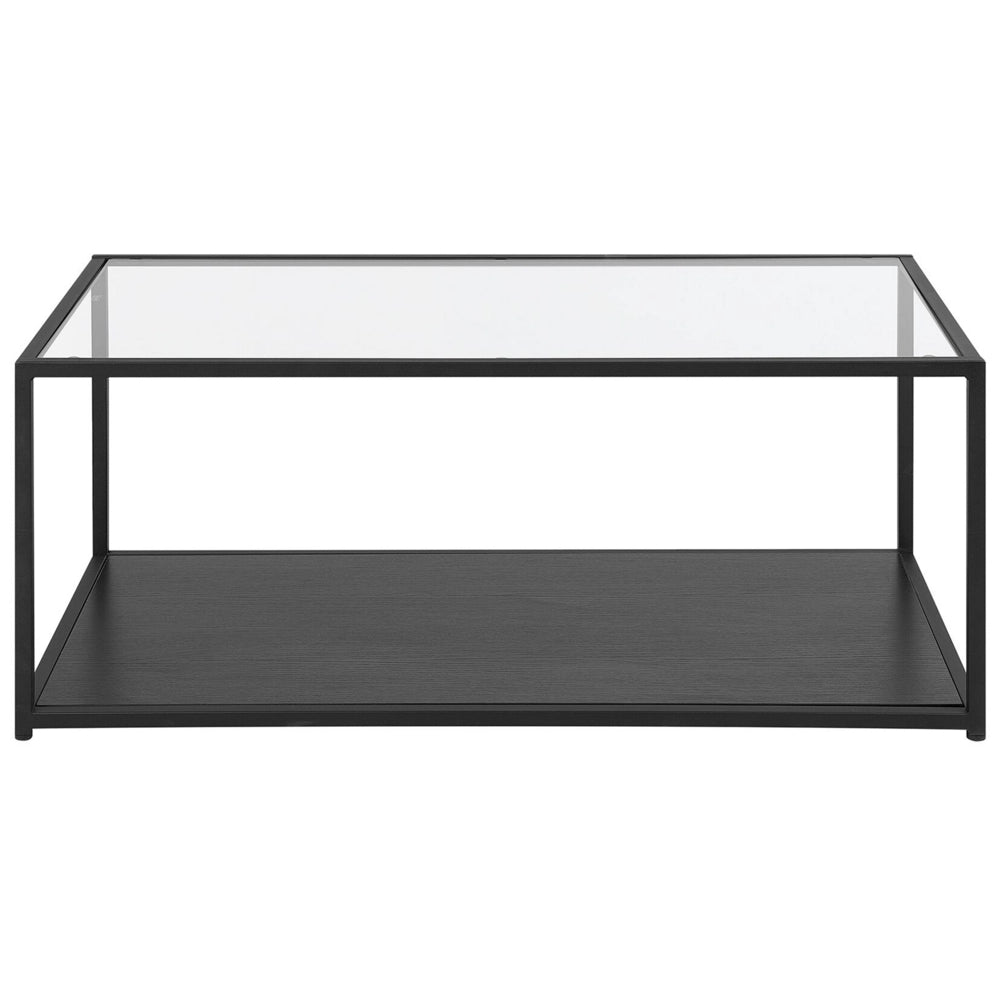 Tavolino Piano in Vetro Struttura in Metallo Nero 100 x 54 cm Rettangolare Moderno Soggiorno Minimalista
