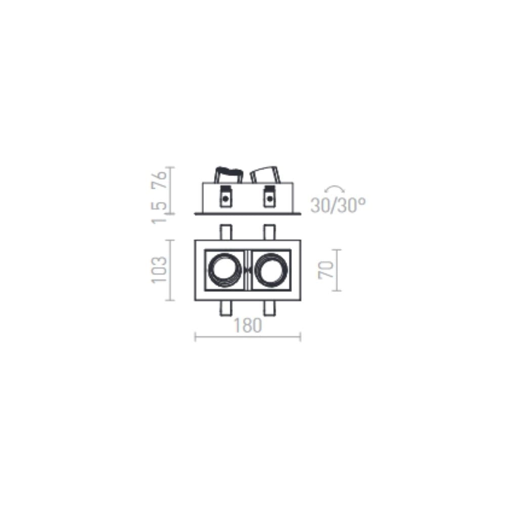 Faretto BONDY II da incasso bianco 230V LED 2x7W 24° 3000K