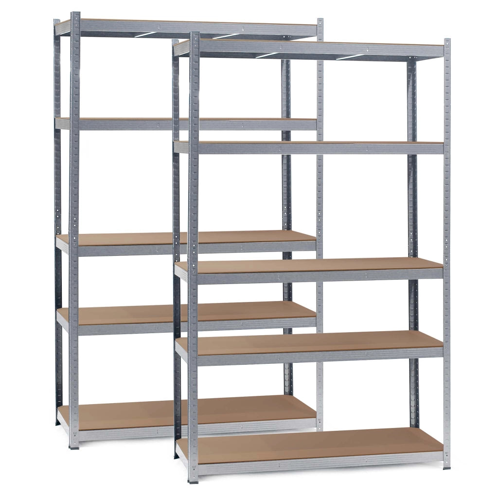 Set 2x Scaffali zincati a incastro per carichi pesanti 120x60x200cm 5 ripiani 200kg/piano
