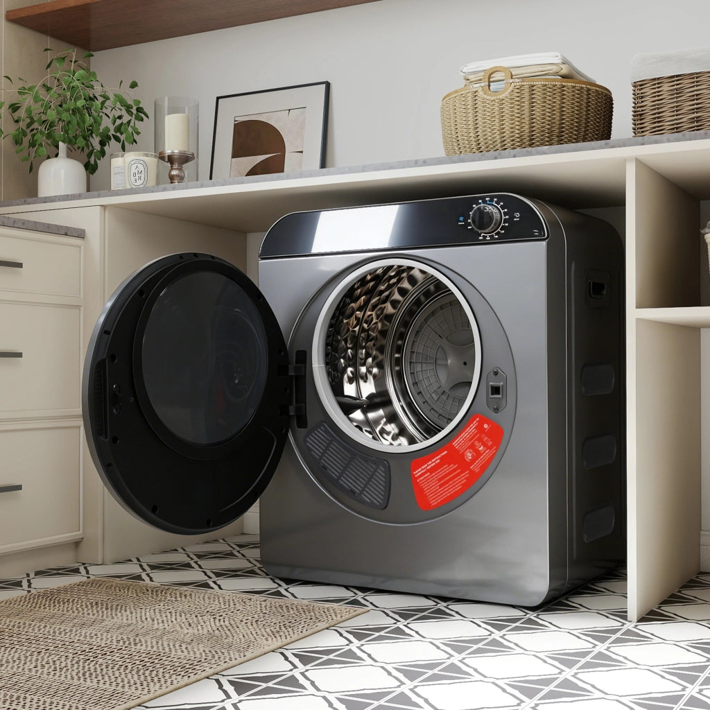 Asciugatrice Compatta 3 kg 830 W con Riscaldamento PTC; Cestello Inox; 4 Programmi e Montaggio a Parete