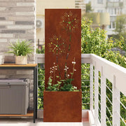 vidaXL Vaso da Giardino con Pannello Decorativo Ruggine 50 x 140 cm