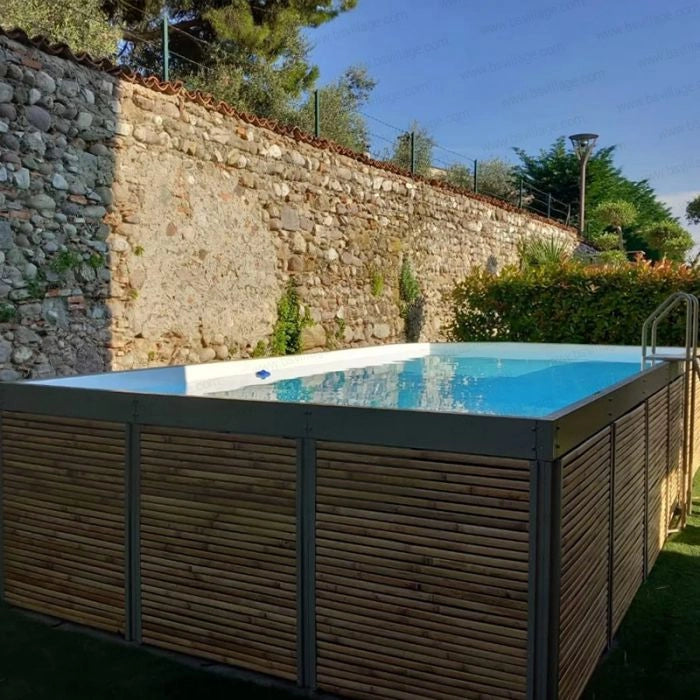 Piscina Laghetto fuori terra rivestita in Bambù ANTEA® 4,12 x 2,12 h.1,26 m