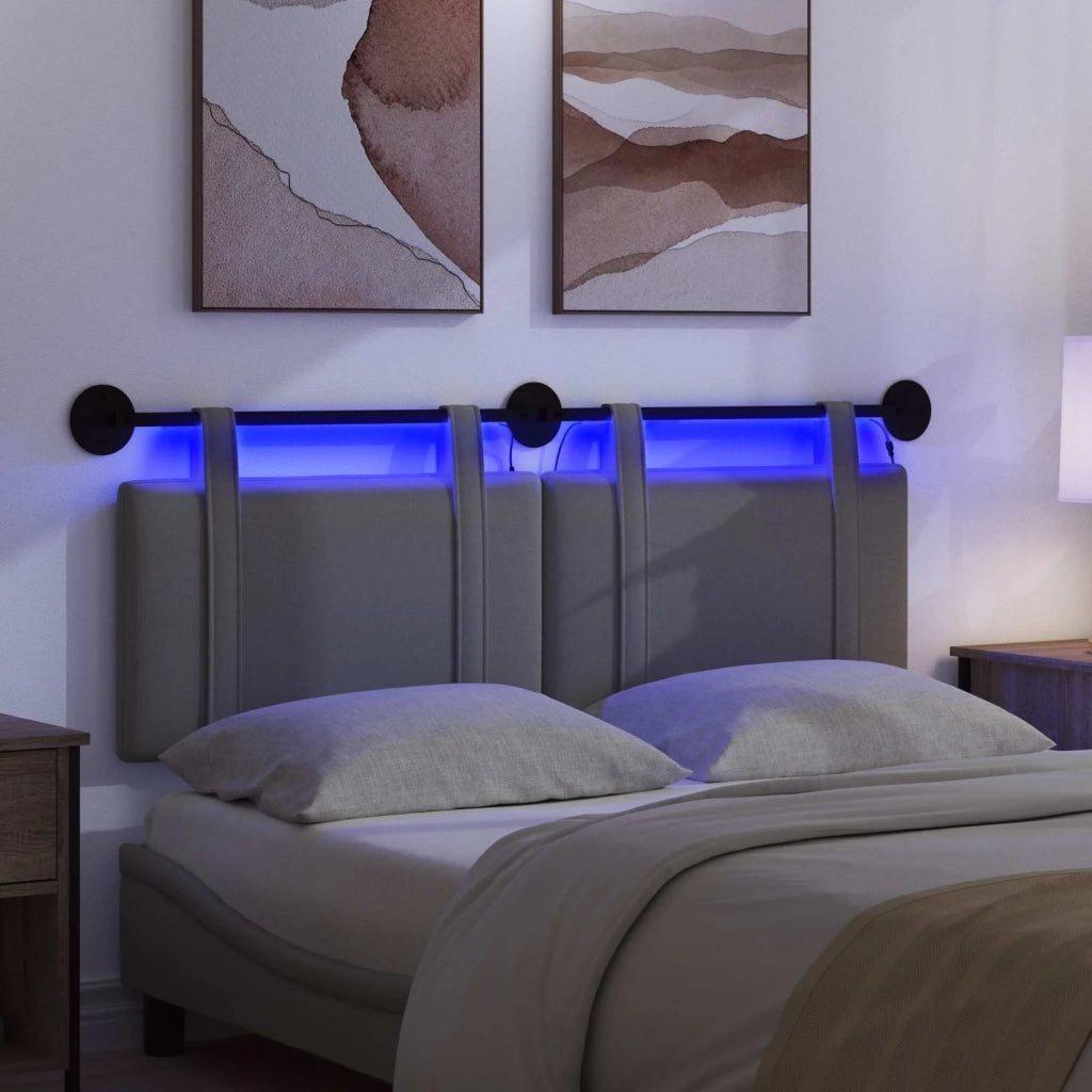 Testiera sospesa Con luce LED Grigio Scuro Tessuto