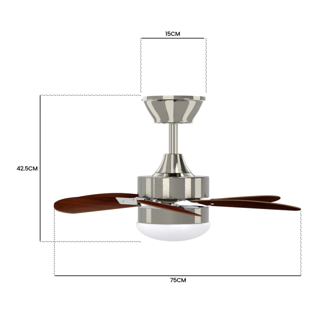 ZMH Ventilatore a Soffitto con Luce e Telecomando 6 Pale 75cm Silenzioso Timer per Camera da Letto Senza Lampadina