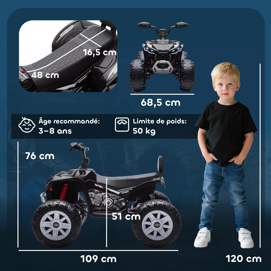 Quad elettrico bambini 24V ATV ¨C zephmum ¨C 109x68,5x76 cm nero