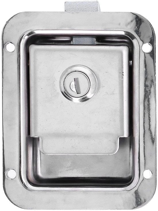 Chiusura Porta in Acciaio Inossidabile - Blocco Porta - Chiave di Fissaggio - Chiusura Incassata - Compresa 2 Chiavi - Adatto per Camper/Auto dei Vigili del Fuoco