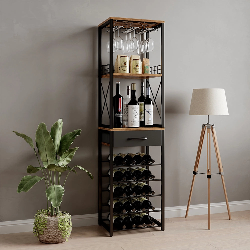 Vicco Portabottiglie Rovere rustico 40 x 147.5 cm con cassetto