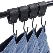 S-haken 8 pezzi in nero, con laccio in pelle per appendere abiti, per armadio, cucina, bagno